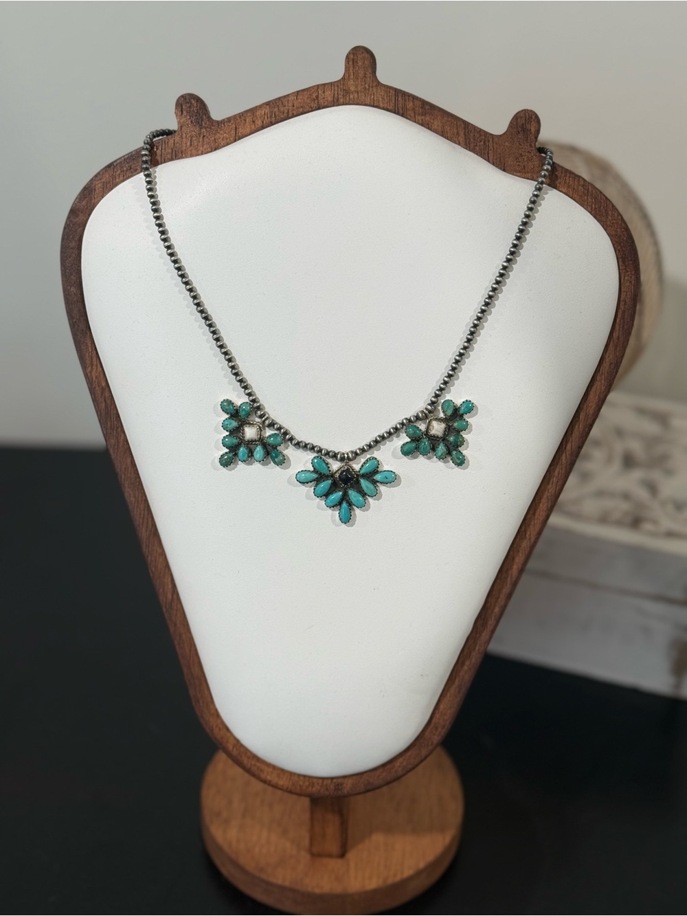 Southwest Statement Necklace - Handmade Kingman + White Buffalo - 925 Sterling